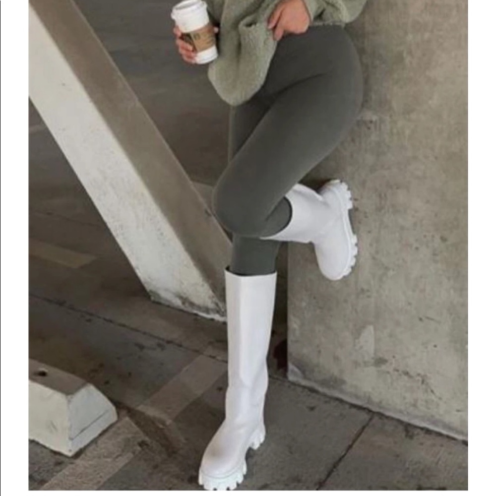 White chunky boots